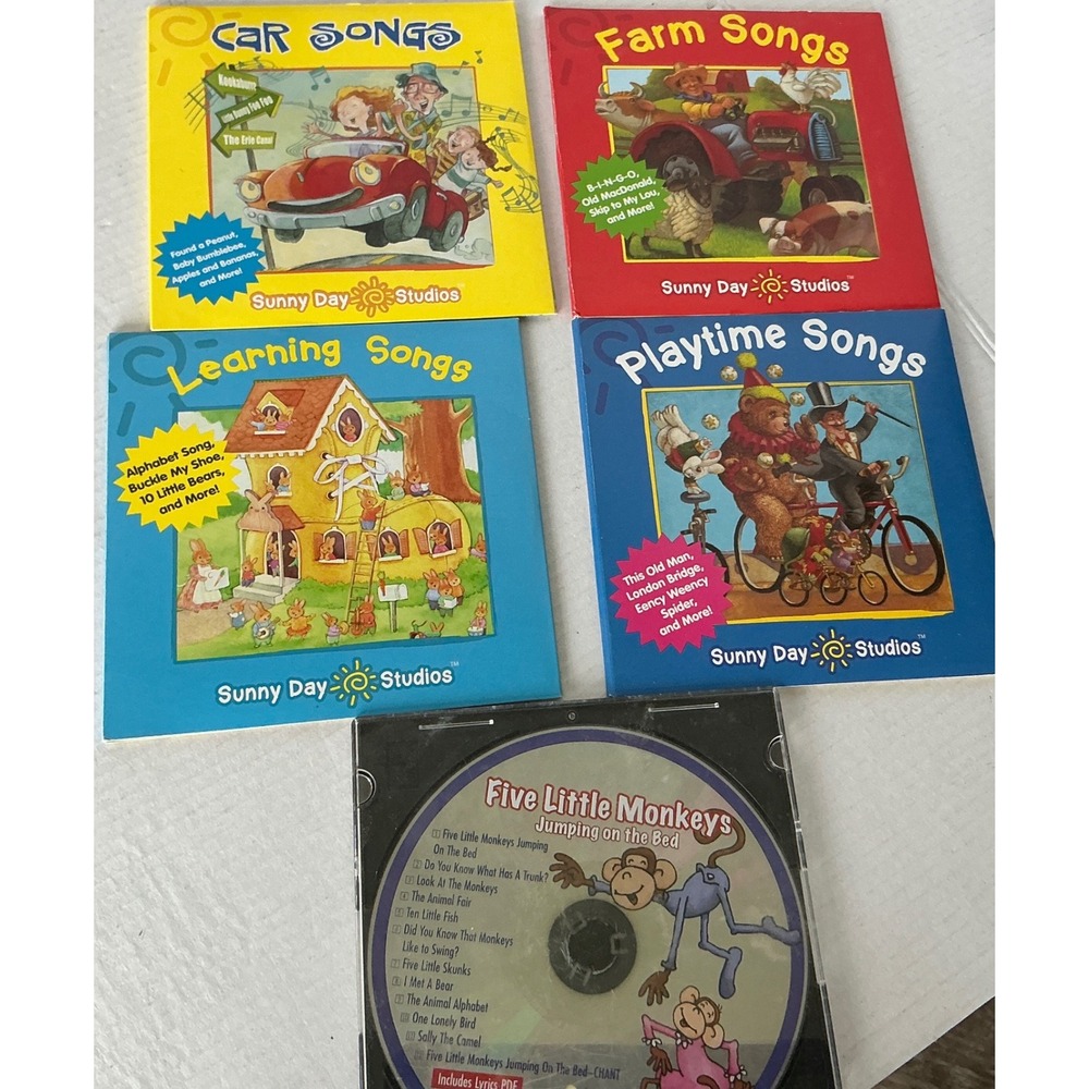 Sunny Day Studios Y2K Childrens Music CD Lot 5 Five Little Monkeys Nursery Rhyme